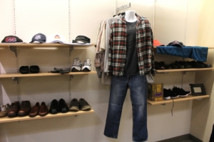 One of the many clothing sections on display.