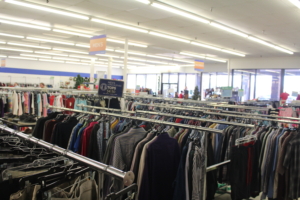 Corner view from the men's clothing aisle.