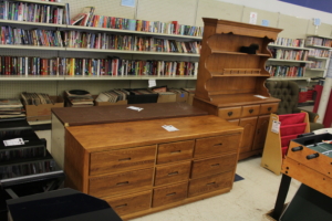 Furniture displays in from of the media center.